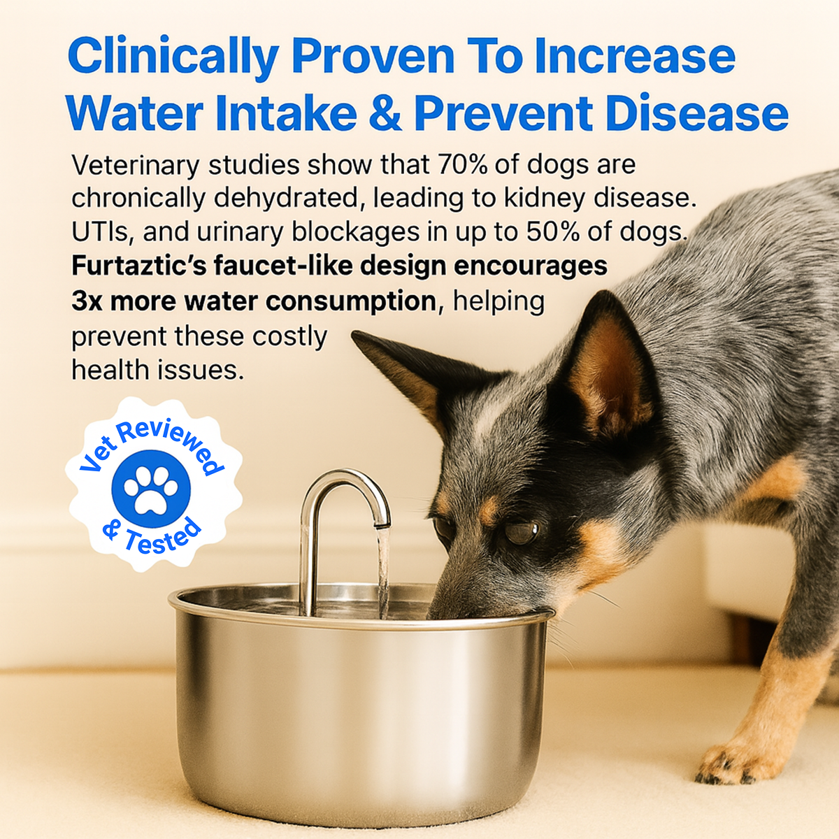 Furtaztic Flow™ Stainless Steel Dog Fountain