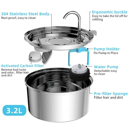Furtaztic Flow™ Stainless Steel Dog Fountain